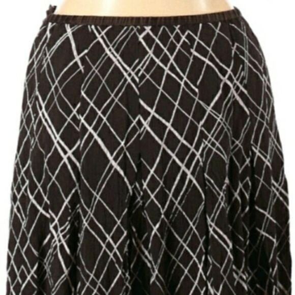 Ellen Tracy Parochial Crinkle Silk Pleated Plaid Full Tea Length Skirt Sz 14 - Picture 8 of 10